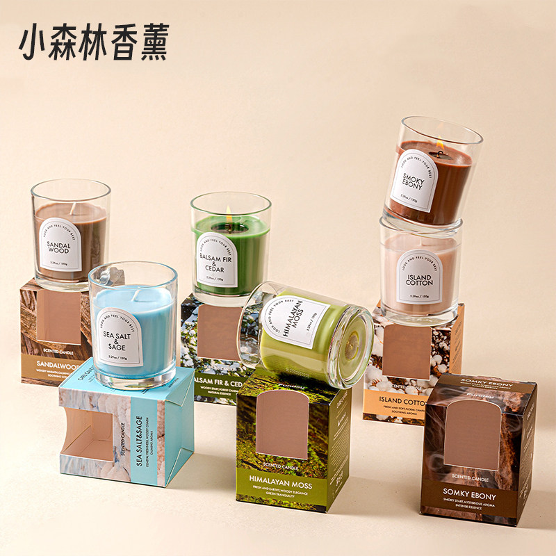 彩色香薰蜡烛植物蜡精油无烟卧室