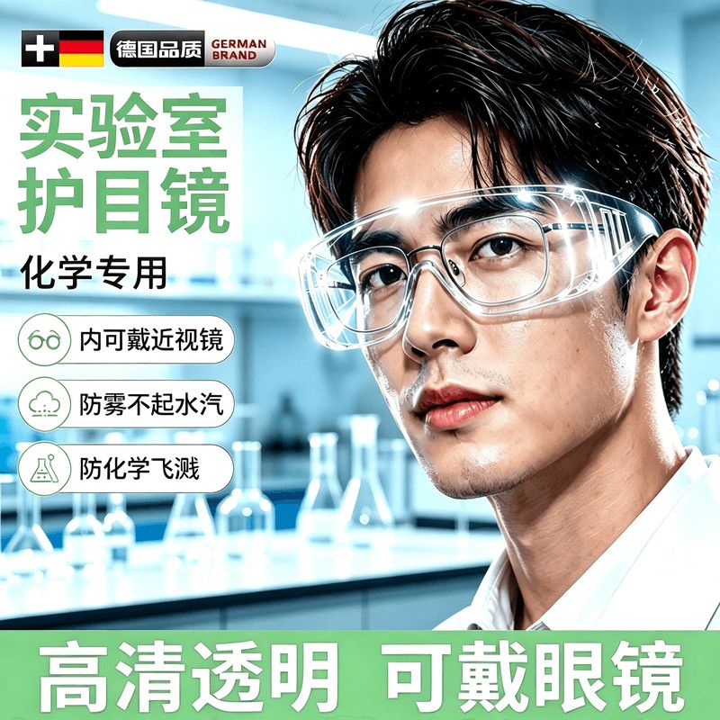 实验室护目镜专用化学可戴眼镜防飞溅危化品化工厂耐酸碱安全防护