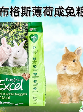 现货布格斯Burgess薄荷成年兔粮垂耳粮高纤饲料膨化草本主粮牧草