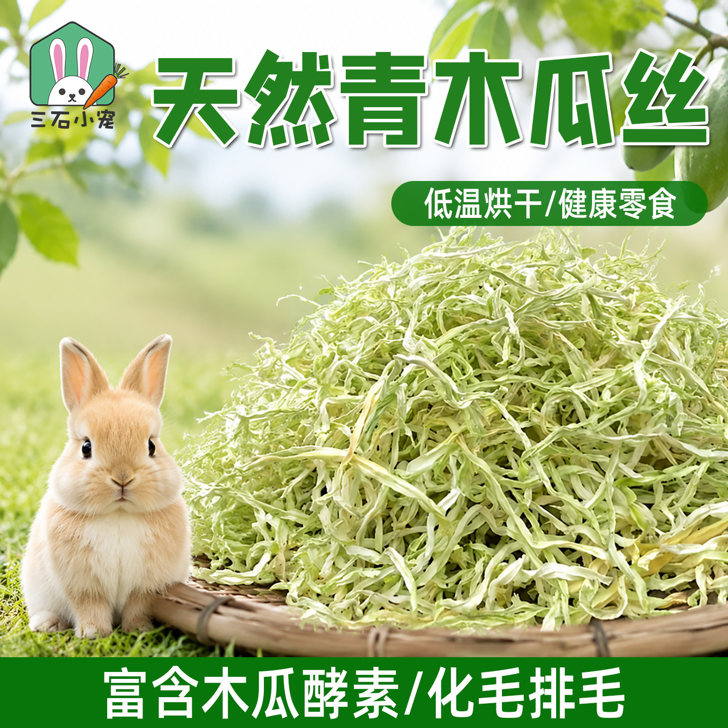 宠物天然青木瓜丝调理肠胃助排毛兔子木瓜干龙猫豚鼠仓鼠零食50g