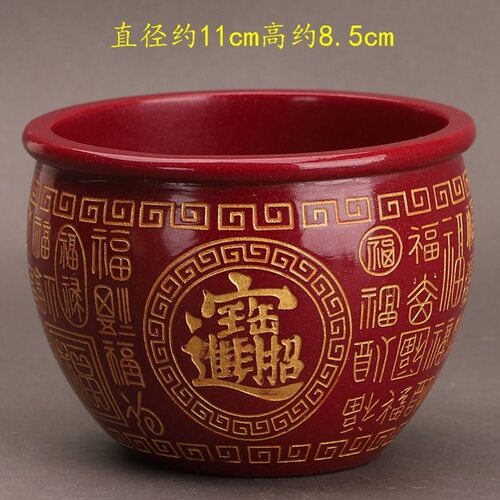 朱砂招财缸摆件百福缸朱砂摆件招财进宝朱砂缸居家摆放祈福缸摆件