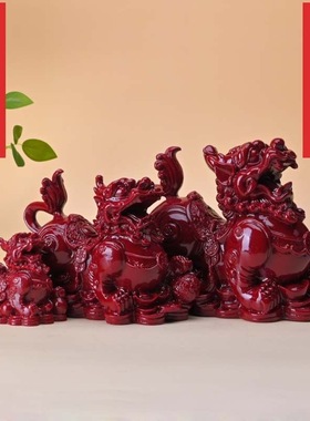 朱砂貔貅摆件公母一对紫金砂招财聚财神兽公司办公室客厅装饰