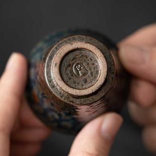 空寂斋青铜釉手工洒金岩泥品茗杯复古主人杯家用小容量茶杯功夫茶
