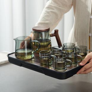 家用小型茶盘茶台办公室会客茶壶茶杯喝茶功夫泡茶壶 玻璃茶具套装