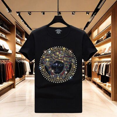 欧货男士纯棉短袖T恤烫钻