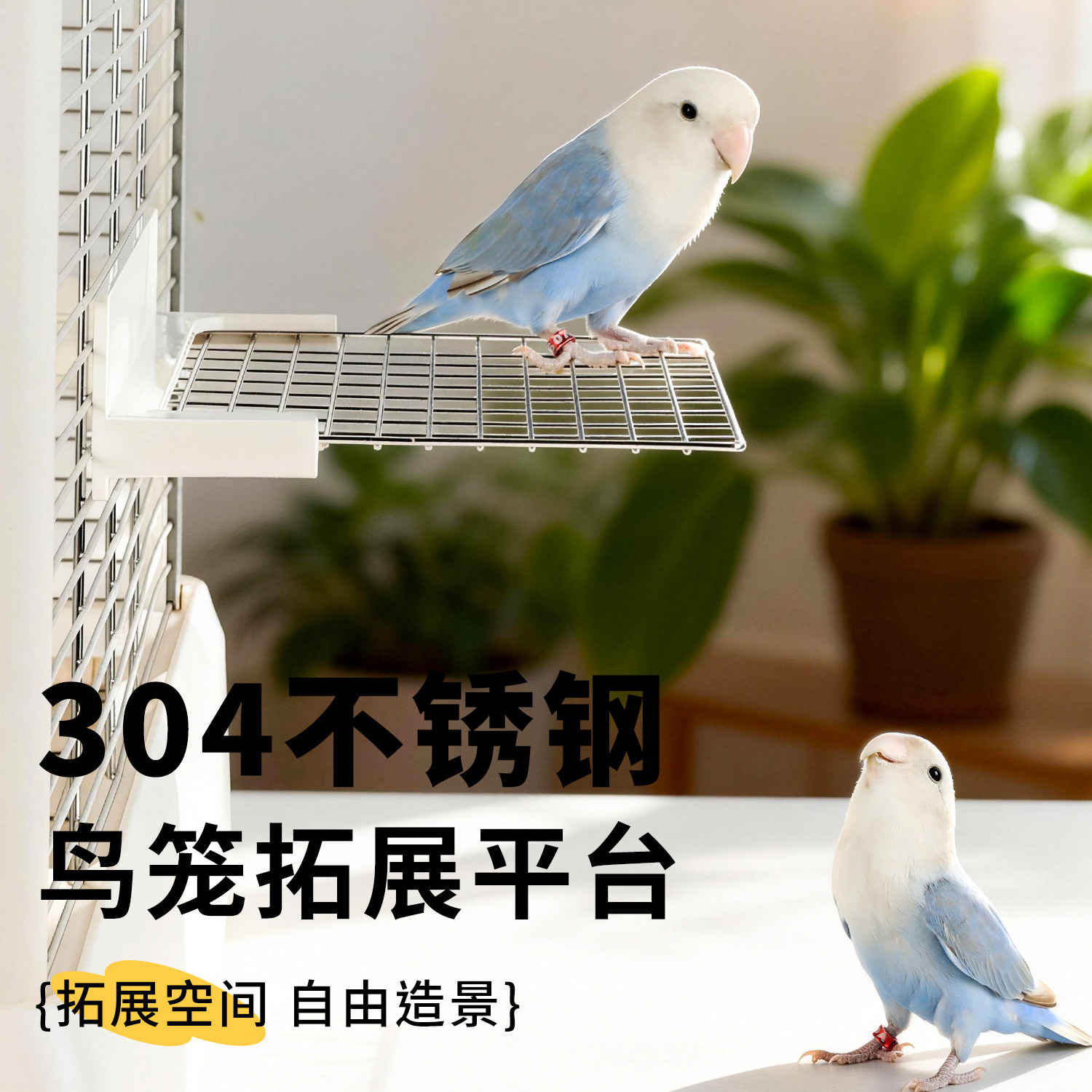 鹦鹉休息站台不锈钢玩耍平台鸟架笼子配件大全玄凤小太阳用品站网