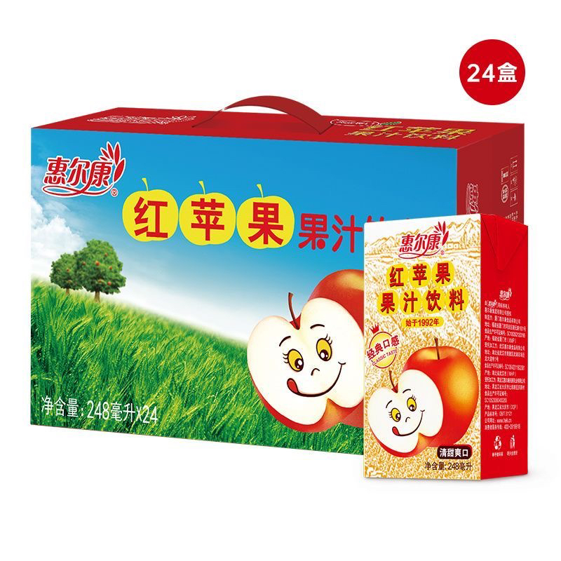 福建特产惠尔康红苹果果10儿童记忆醒酒解腻248ml*24整箱特价