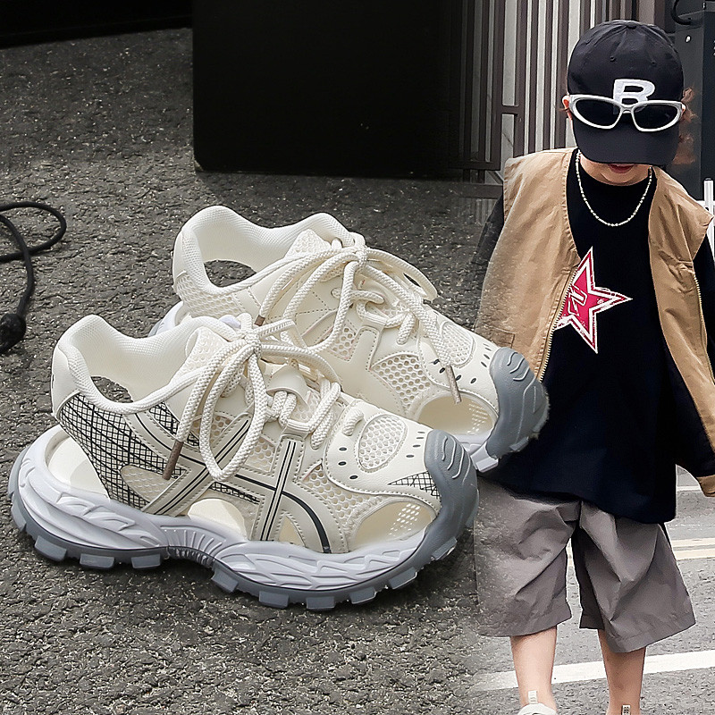 儿童老爹鞋女童春夏季透气网面运动鞋厚底男童镂空休闲鞋时尚童鞋