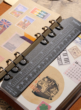 dudumi 活页夹笔记本A5A6A7记事本today尺 PVC隔页塑料尺子 6孔活页书签尺