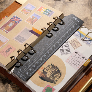 dudumi 活页夹笔记本A5A6A7记事本today尺 PVC隔页塑料尺子 6孔活页书签尺