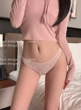 满目星辰皆是你*水钻低腰高叉蕾丝内裤高级性感纯欲感三角裤女士