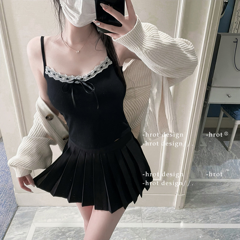 针织白色美背内搭小背心吊带