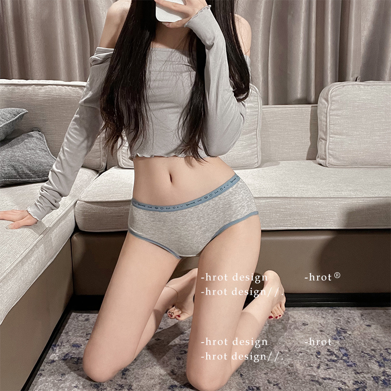 日系撞色纯棉运动风三角裤女