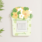 花朵开关插座美化边框防水遮污客厅卧室清新小图案自粘装 饰立体贴