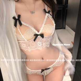 晚安奈奈 纯情微醺*大码mm三点式珍珠蕾丝比基尼三点式文胸丁字裤