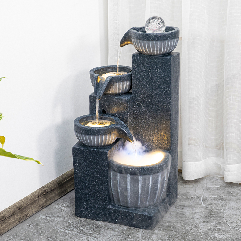 现代流水摆件循环水客厅招财加湿器创意办公室玄关阳台风水轮造景