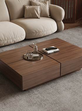 复古风茶几客厅家用长方形小户型可伸缩轻奢极简高级感2025新款