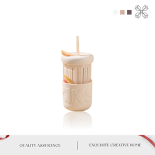 MOLALUNA.Fruit.杯具茶水分离吸管玻璃杯高颜值大肚水杯 拧果