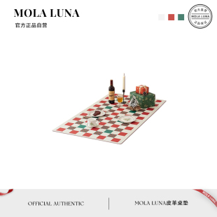 琼思 MOLA.Think.桌布桌垫圣诞皮革轻奢高级感复古格子桌垫