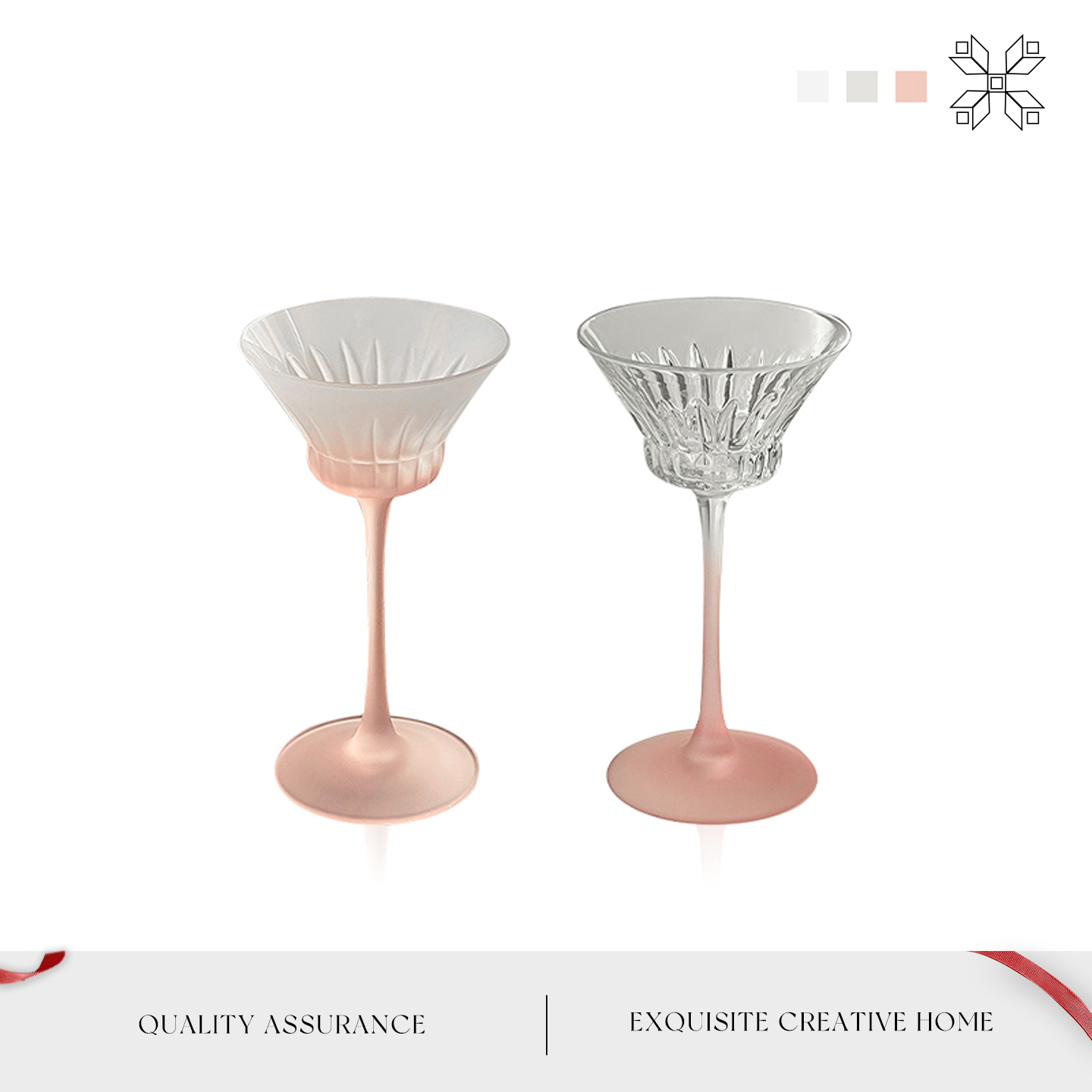 MOLA高脚杯刻花玻璃杯特调果汁