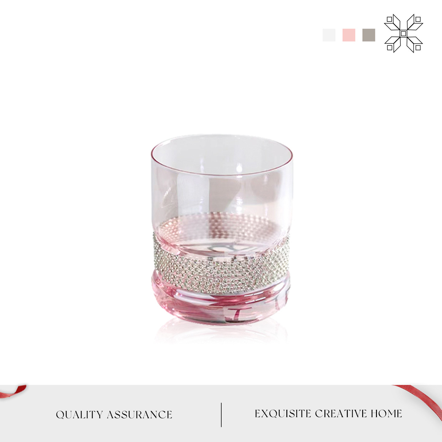 Mintrain英国杯具仙女杯缠钻玻璃杯高颜值威士忌杯鸡尾酒杯 |粉钻