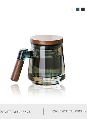 Mintrain英国茶具泡茶杯玻璃茶水分离带盖日式手柄双层 | 木致