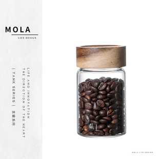 直罐 MOLA.tank.螺纹木盖玻璃储物罐茶叶咖啡豆密封罐厨房杂粮罐