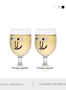 Auramoon英国酒具可爱ins风高脚杯啤酒杯玻璃杯葡萄酒杯 |表情