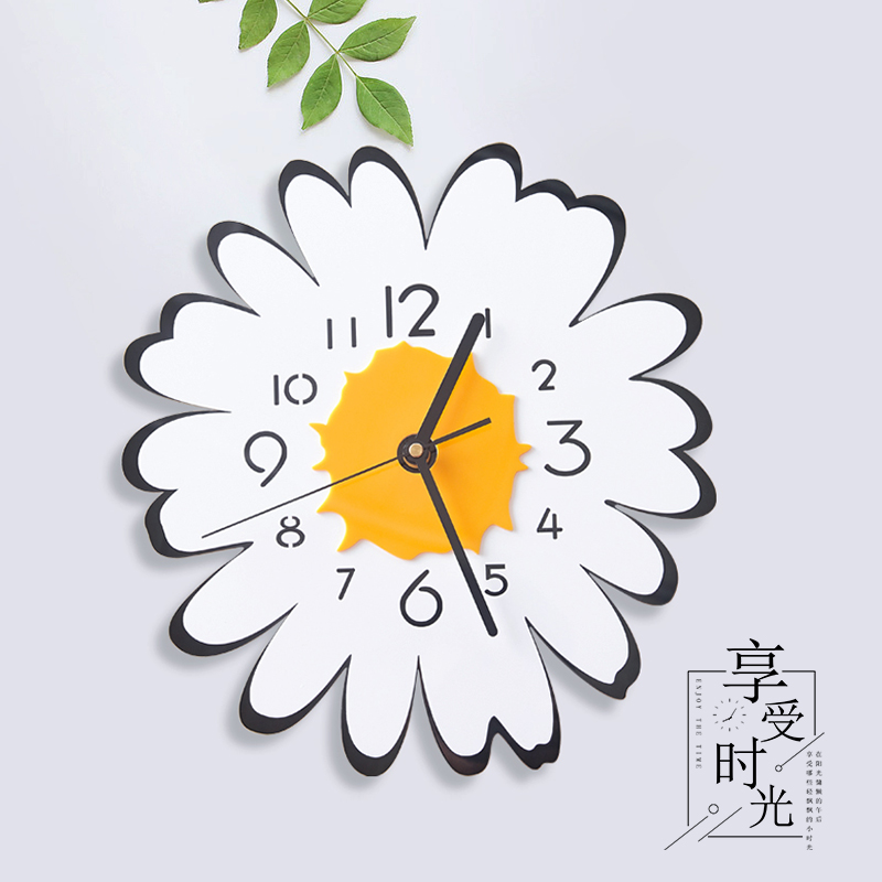 网红雏菊挂钟家用创意个性艺术钟表简约现代客厅时钟X小清新表挂