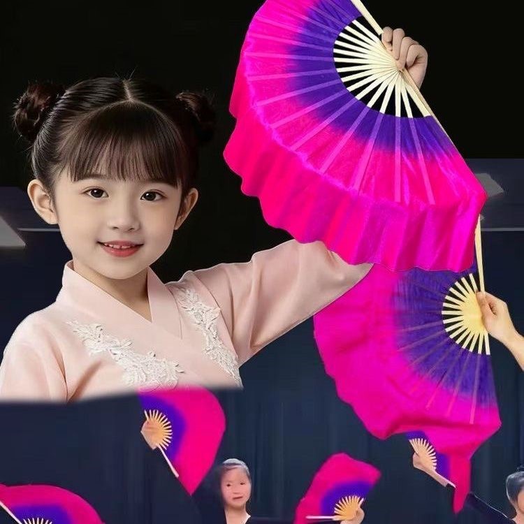 儿童舞蹈扇子幼儿园跳舞扇小学生表演道具8寸演出扇双面扇