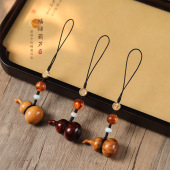 创意国风高档檀木小葫芦手机链挂件U盘挂饰本命年包包链情侣吊坠