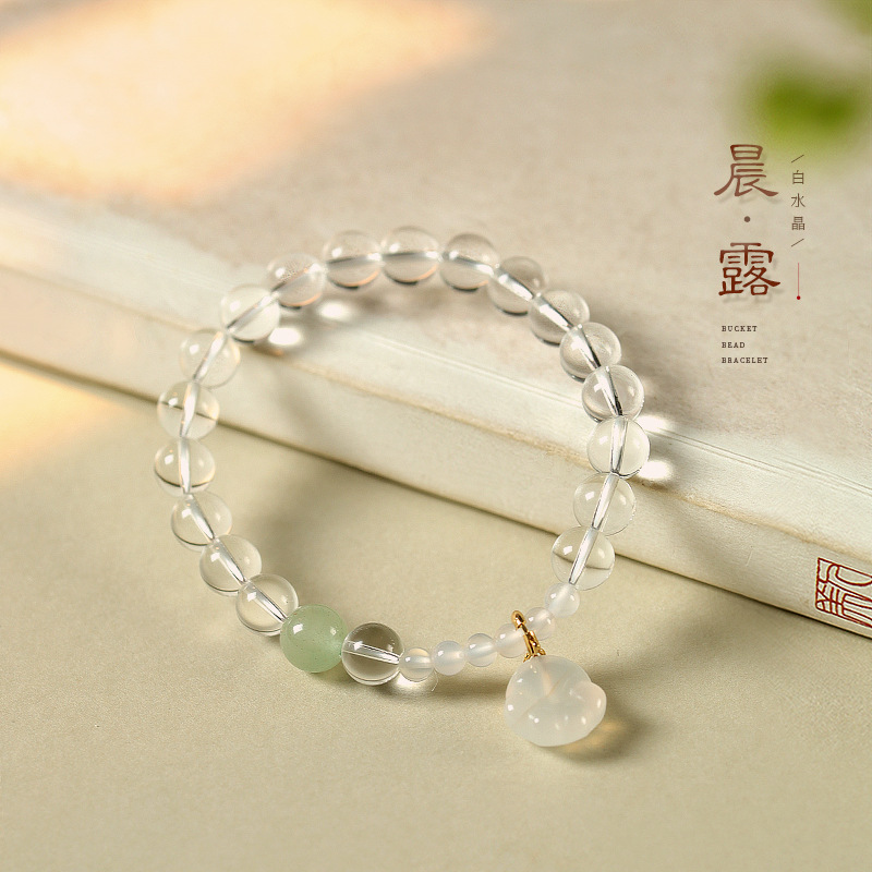 禅艺女生白水晶手串可爱猫爪