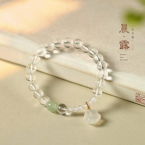 禅艺女生白水晶手串可爱猫爪