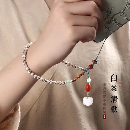 原创手机挂绳短款星月菩提念珠复古小清新手腕防摔可拆卸如意吊坠