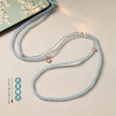 清新文艺蓝玉髓长款 挂件 斜跨可背手机挂绳琉璃串珠防丢小众新中式