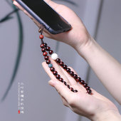 小叶紫檀手串链男女手机挂绳短款 手腕绳挂脖汽车钥匙挂件古风吊坠