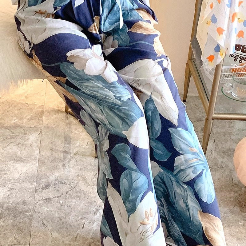 棉绸睡裤女士薄款棉绸阔腿裤网红爆款居家可外穿人造棉裤子加大码