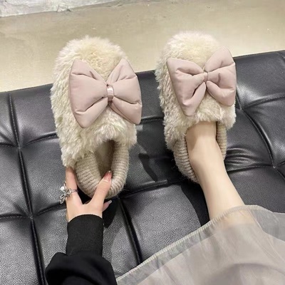 女士棉拖鞋防滑包跟可爱