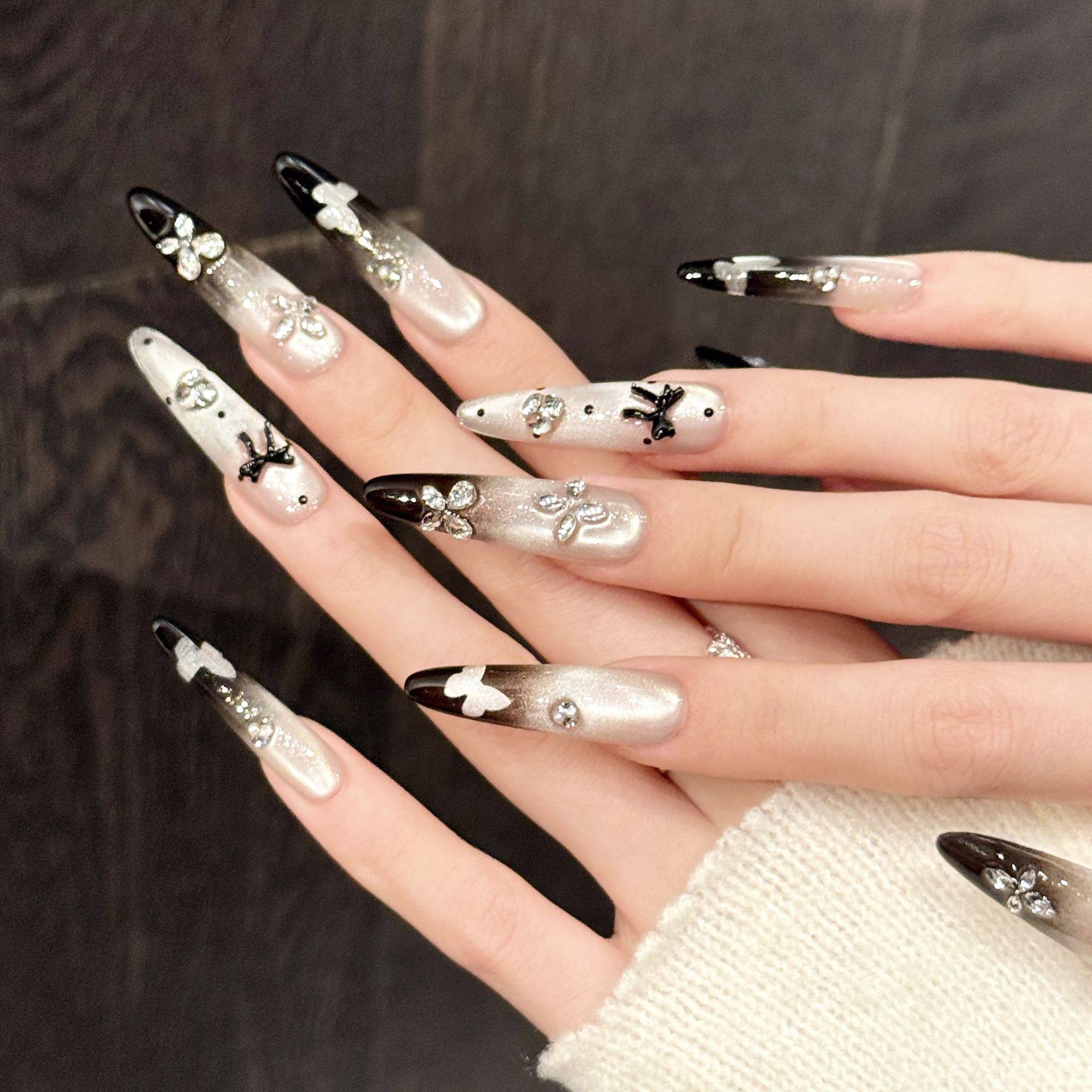 纯手工穿戴甲蝶钻雾棕雾棕渐变手工穿戴甲蝶钻轻奢甜酷显气美甲贴,彩妆/香水/美妆工具,穿戴甲/甲片,淘宝优惠券,粉丝福利购,淘宝优惠卷