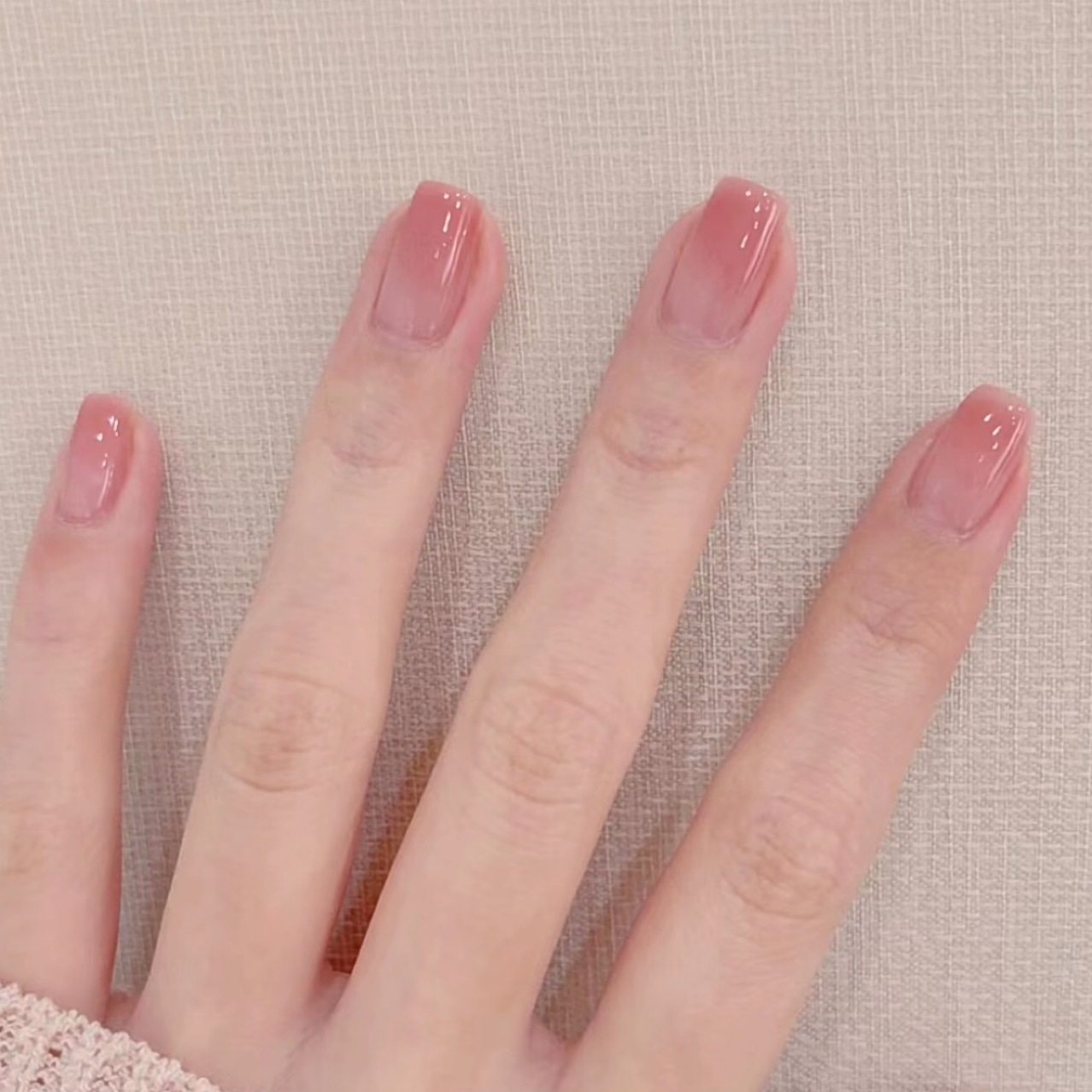 手作美甲成品贴片纯欲冰透裸色自然显白穿戴甲片假指甲持久可拆卸