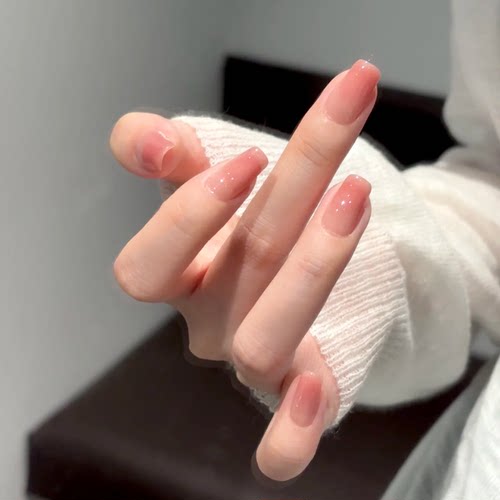 微醺腮红手工嬛嬛美甲穿戴甲中长款2025新款高级感新娘拍婚纱照