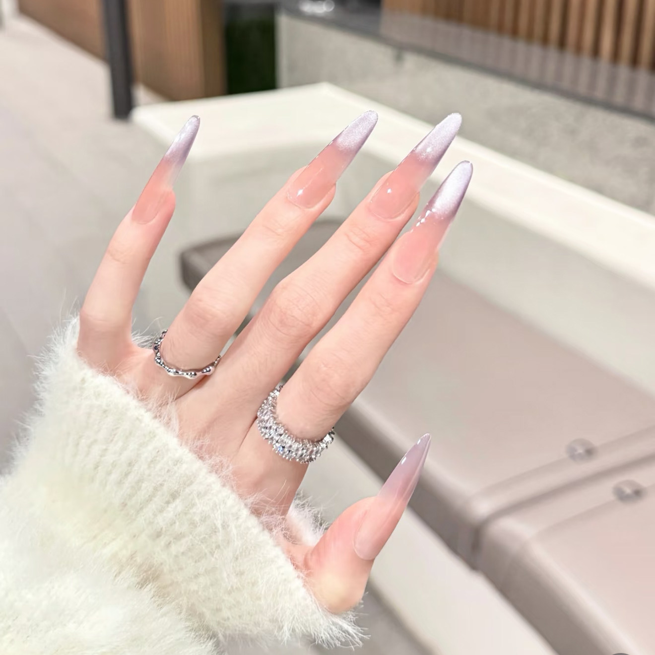细狗长尖手工中长款穿戴甲紫色渐变猫眼冰透2025新款高级感美甲片,彩妆/香水/美妆工具,穿戴甲/甲片,淘宝优惠券,粉丝福利购,淘宝优惠卷