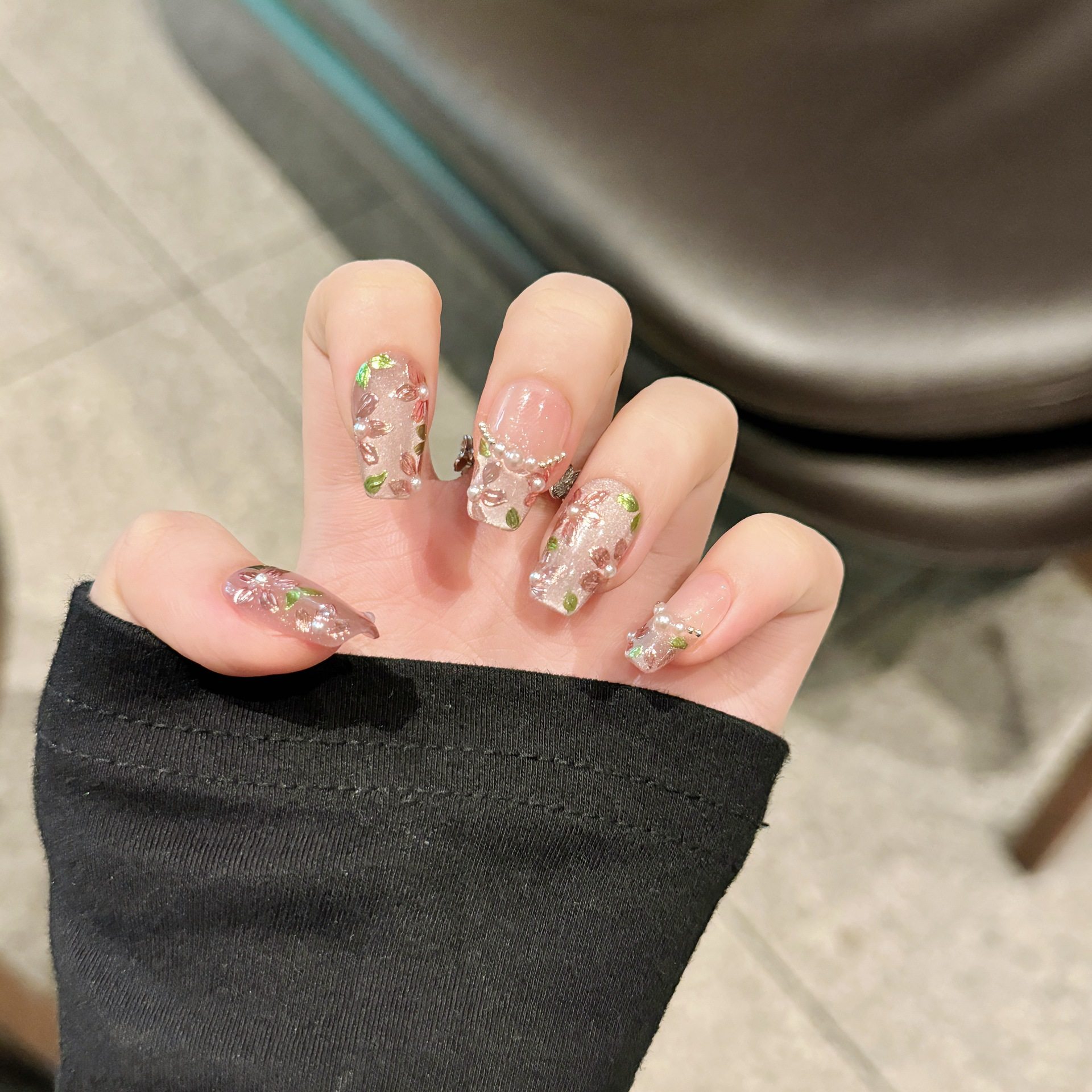 纯手工穿戴甲【繁花似锦】法式玻璃珠猫眼手绘珍珠花高级感千金风,彩妆/香水/美妆工具,穿戴甲/甲片,淘宝优惠券,粉丝福利购,淘宝优惠卷