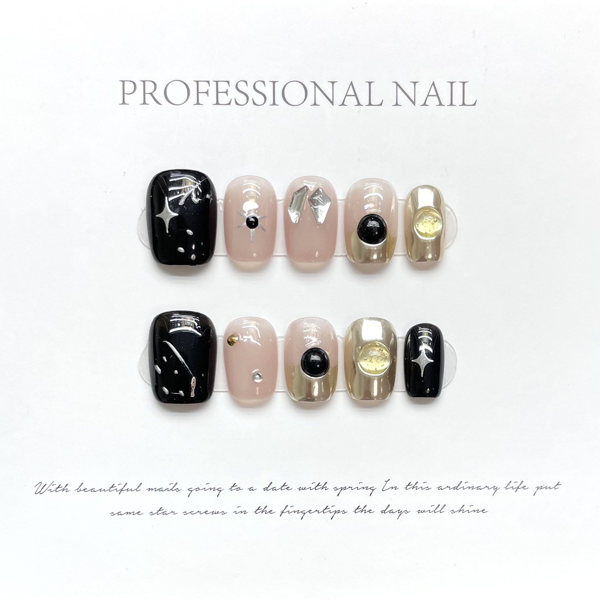 纯手工穿戴甲太阳之心魔镜涂鸦黑色鹅蛋太阳之心洛可可学生穿戴甲,彩妆/香水/美妆工具,穿戴甲/甲片,淘宝优惠券,粉丝福利购,淘宝优惠卷