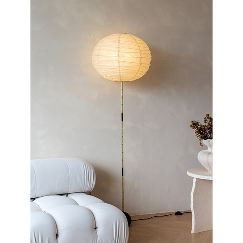 野口勇落地灯黄铜竹节侘寂风