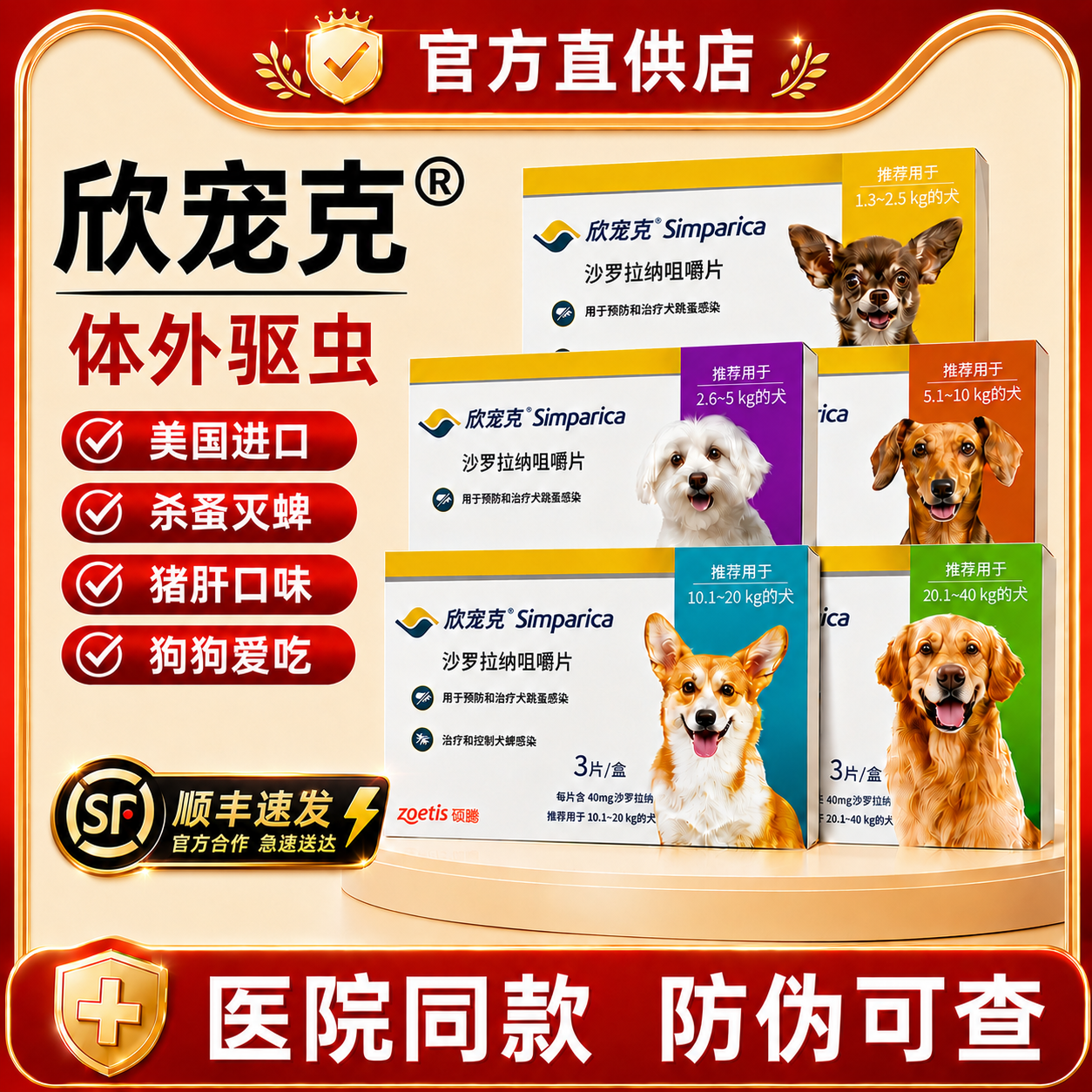 欣宠克狗狗体外驱虫药狗外驱狗用犬用去跳蚤蜱虫宠物小狗幼犬泰迪