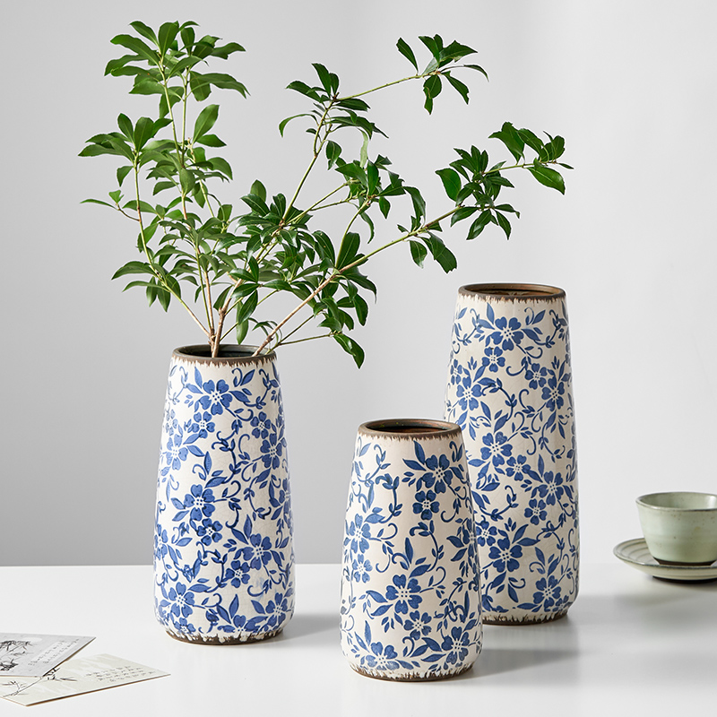高级感新中式覆古青花瓷陶瓷花瓶摆件水培鲜花客厅插花玄关装饰品,家居饰品,花瓶,淘宝优惠券,粉丝福利购,淘宝优惠卷