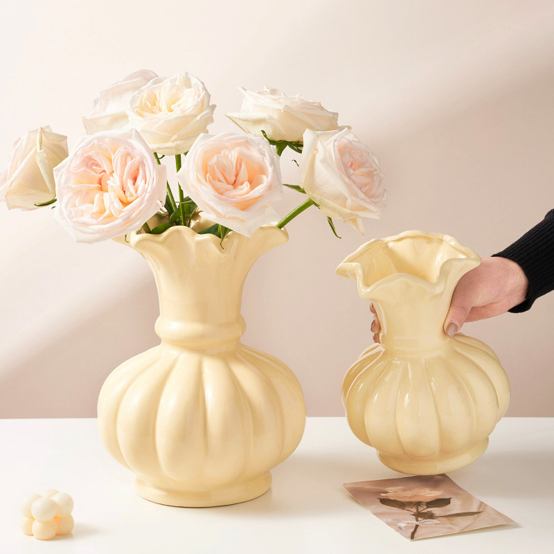 高级感法式中古芬顿陶瓷花瓶创意客厅餐桌插花装饰摆件小众ins风,家居饰品,花瓶,淘宝优惠券,粉丝福利购,淘宝优惠卷