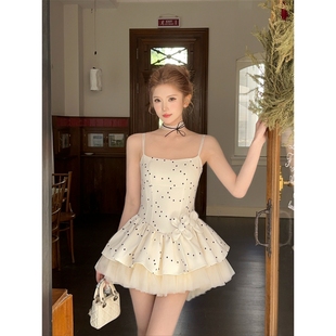 连衣裙 网纱蓬蓬公主裙女款 Sweet草莓女孩法式 纯欲风波点修身