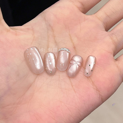 高质量穿戴甲中长款2025新年款穿戴式美甲纯手工高级显白指甲贴片